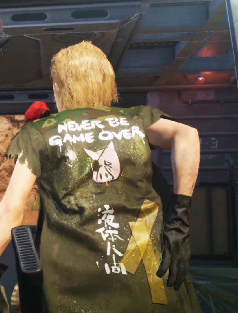 Metal Gear Solid V: The Phantom Pain Надпись на куртке Белой Мамбы 